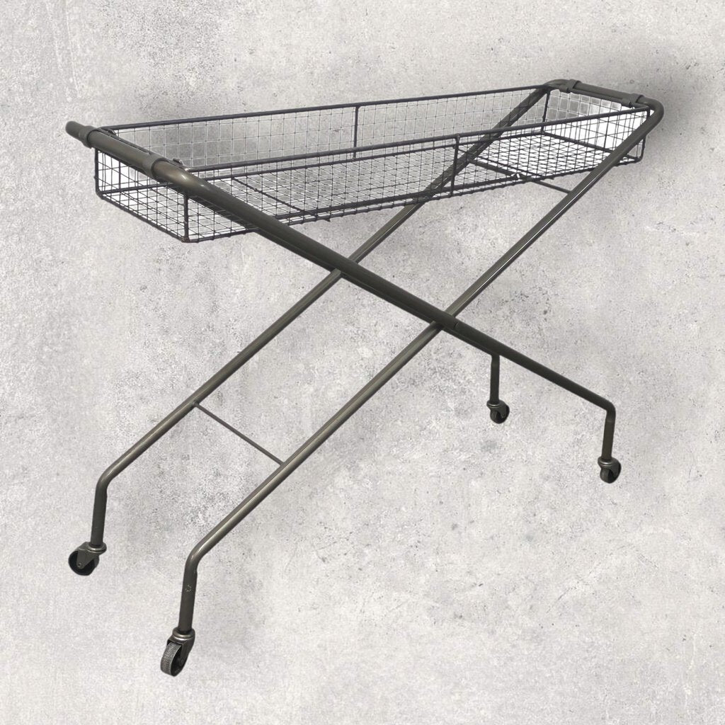 Industrial Metal Rolling Basket ~ Furniture