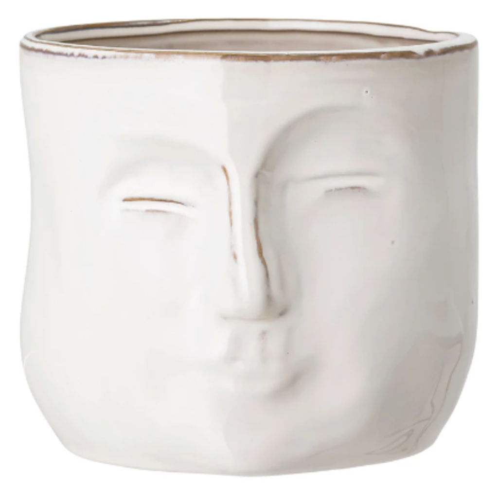 Stoneware Planter with Face New * Home Styling Decor