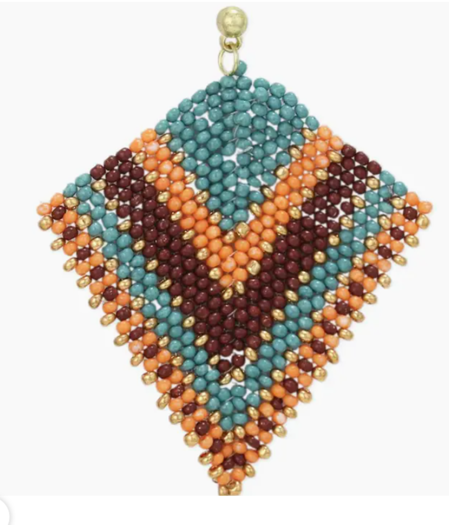 Bold Stripes Woven Bead Post Earrings