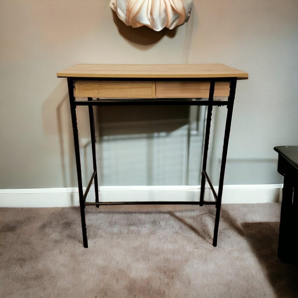 5148 Contemporary Black and Oak Woodgrain Standing Desk