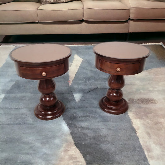 5165 & 5166 Round Cherry Old World Side #Table with Drawer