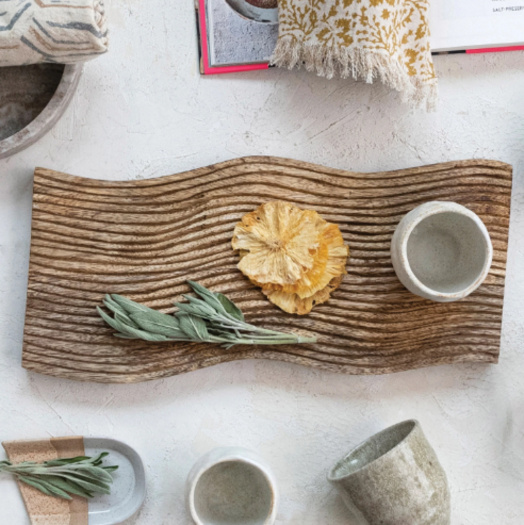 Grooved Mango Wood Cheese/Cutting Board * Home