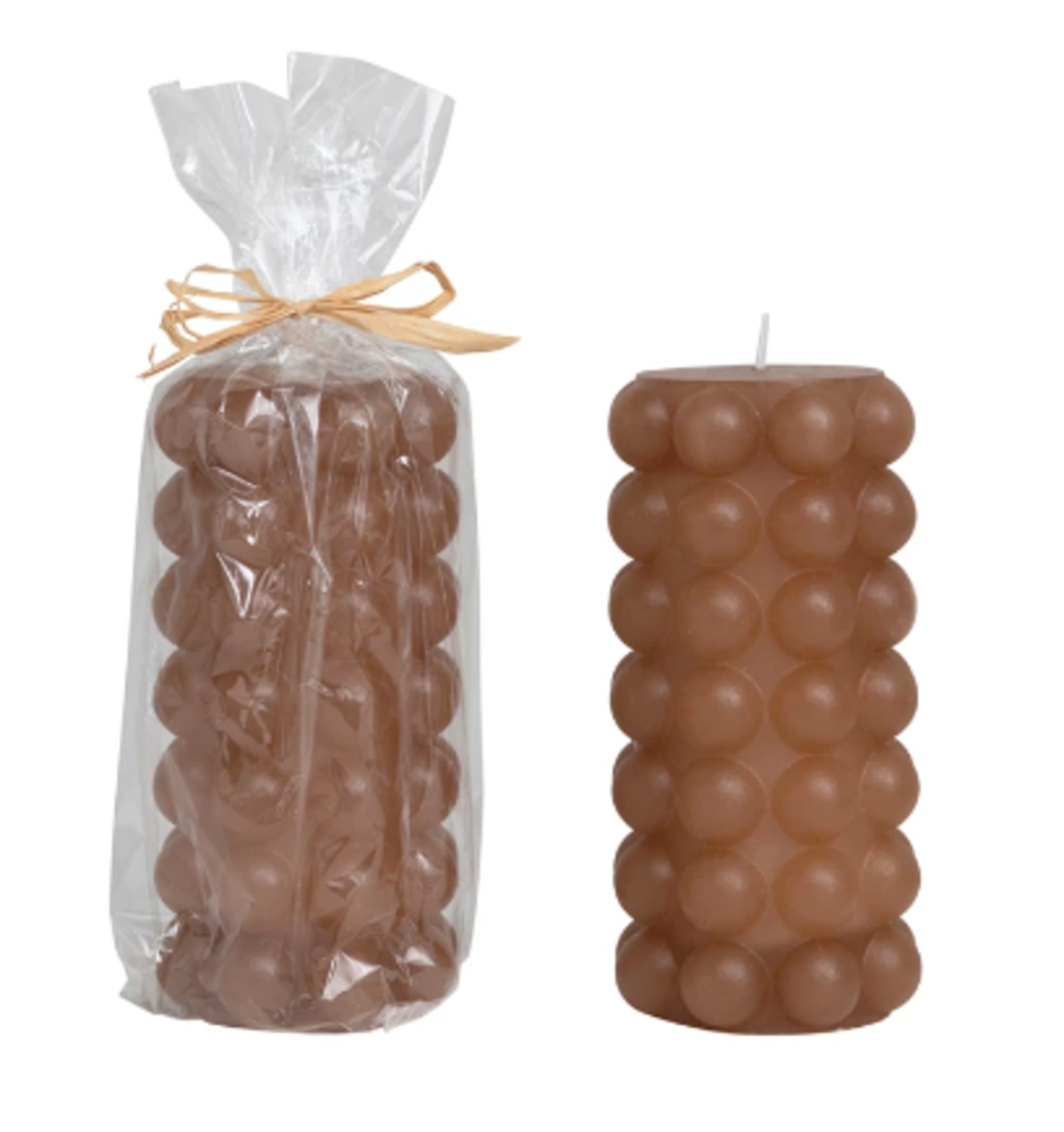 Unscented Hobnail Pillar Candle Brown New * Gifts & Speciality