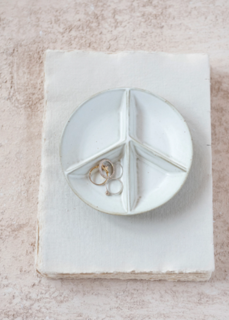 Stoneware Peace Sign Divided Dish with 4 Sections, Reactive Glaze New * Gifts & Speciality