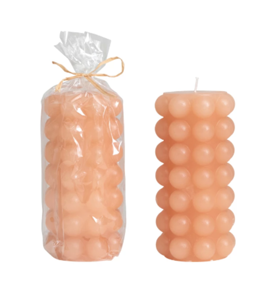 Unscented Hobnail Pillar Candle Flesh New * Candles | Melts/Scents