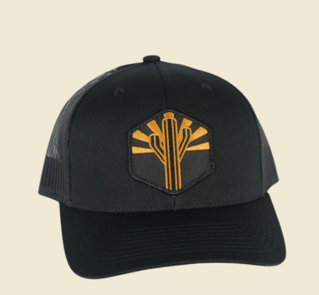 Iconic AZ- Copper Sentinel Curved Trucker - Black