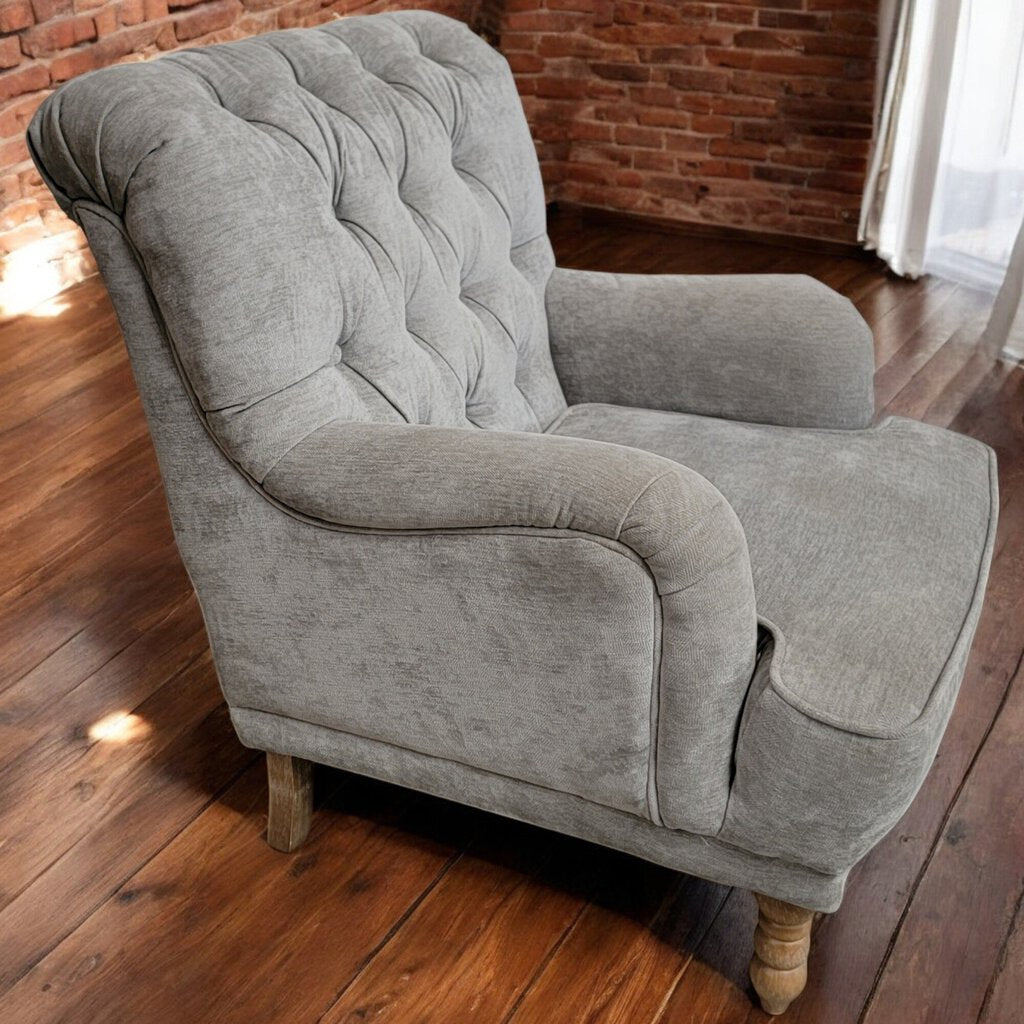 6231 Overstuffed Tufted Gray Easy Chair