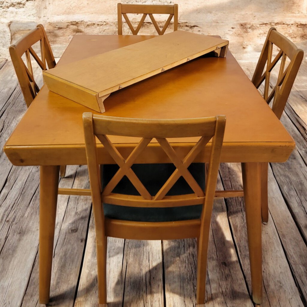 6262 Birch Mid Century Expansion Dining Set with 4 Chairs