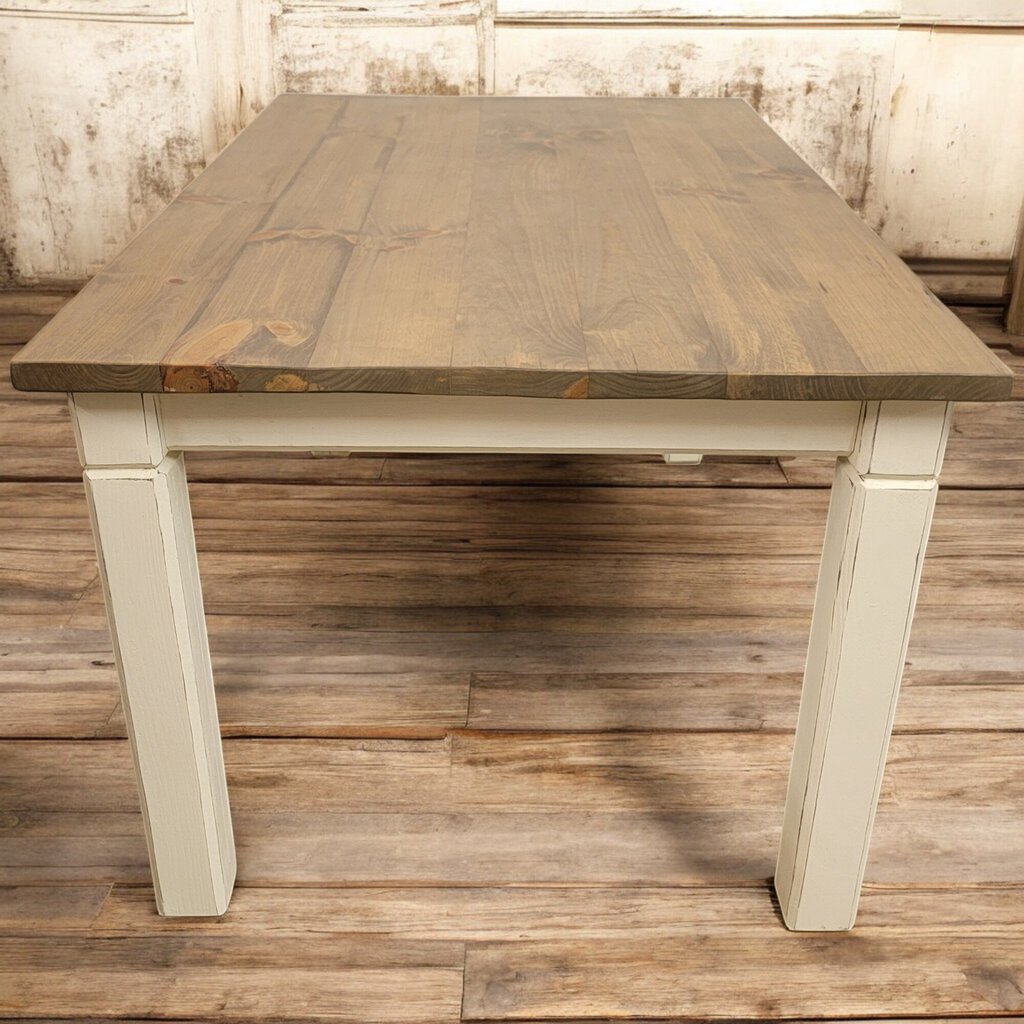 6304 Handcrafted Shabby White and Pine Dining #Table