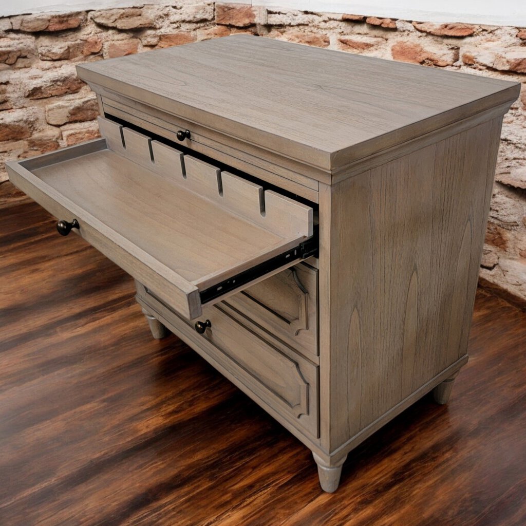 6348 Barnwood Gray 3 Drawer Media Console with Pull Out Shelf