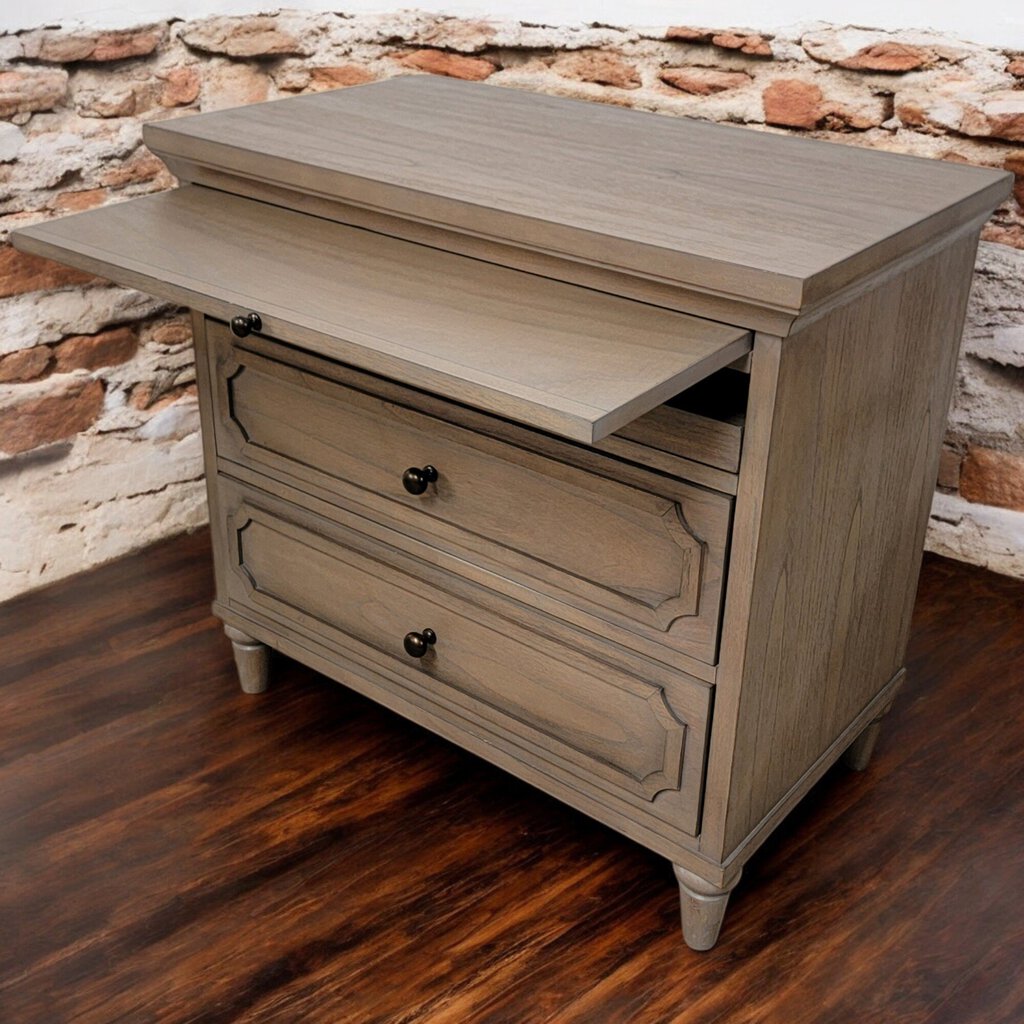 6348 Barnwood Gray 3 Drawer Media Console with Pull Out Shelf