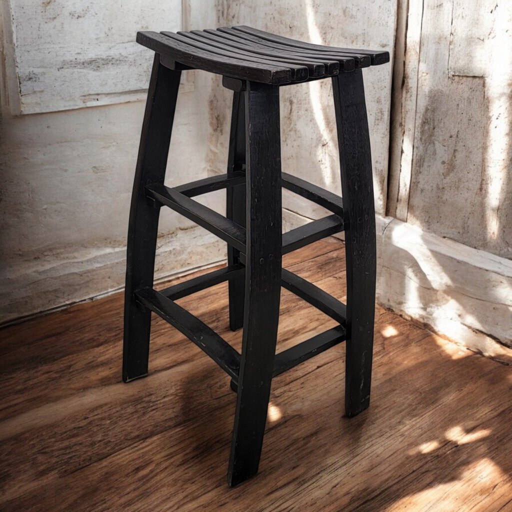 6435 Tall Black Wine Barrel Barstool