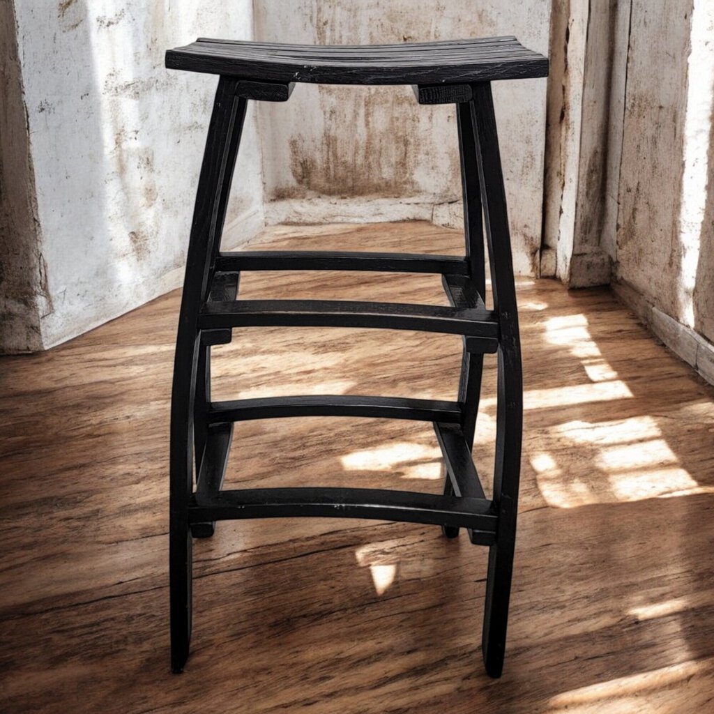 6435 Tall Black Wine Barrel Barstool