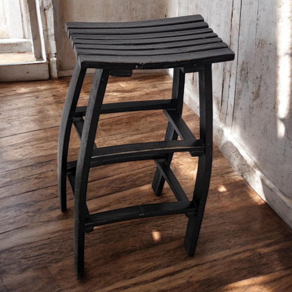 6435 Tall Black Wine Barrel Barstool