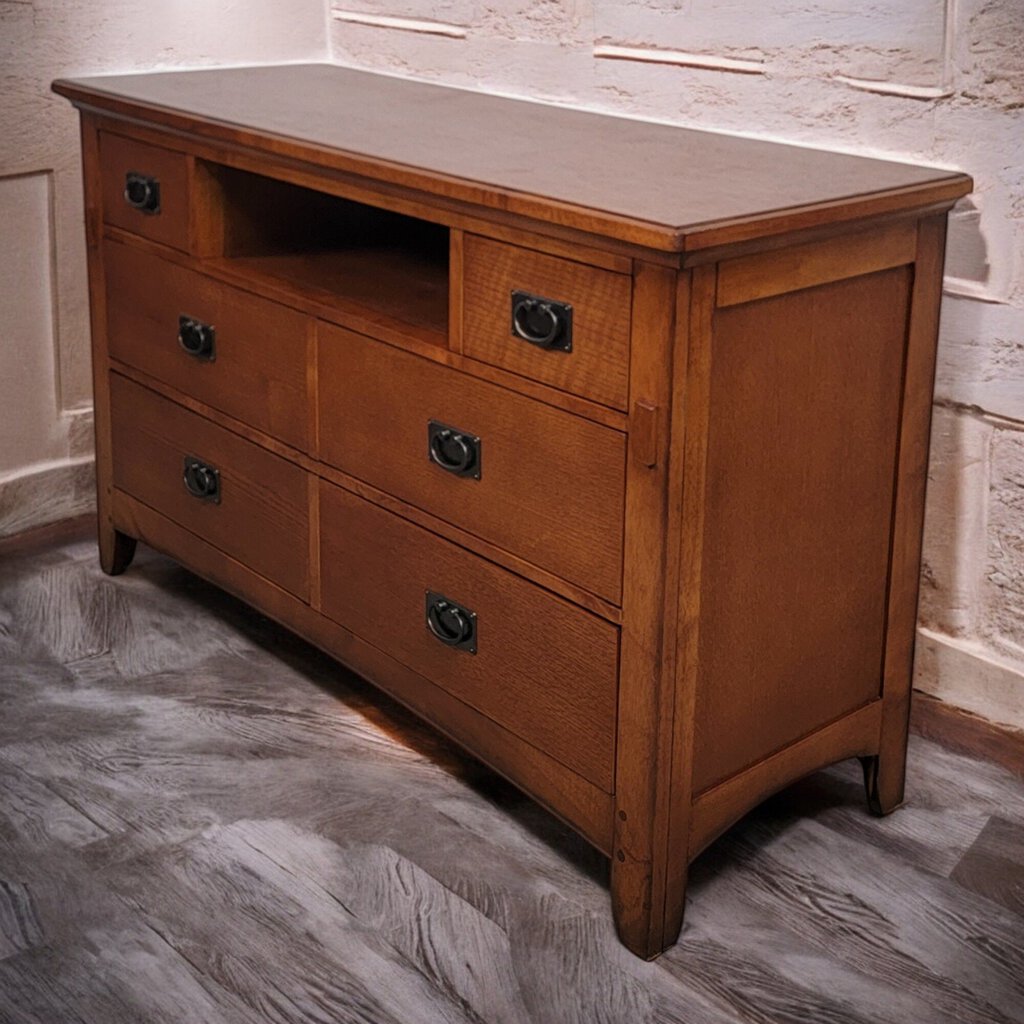 6446 Mission Oak Style 6 Drawer Sideboard