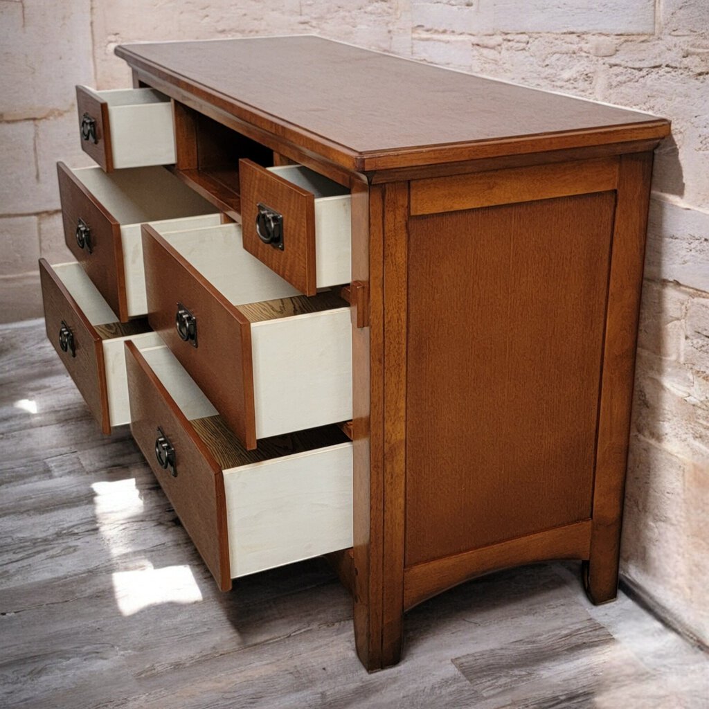 6446 Mission Oak Style 6 Drawer Sideboard