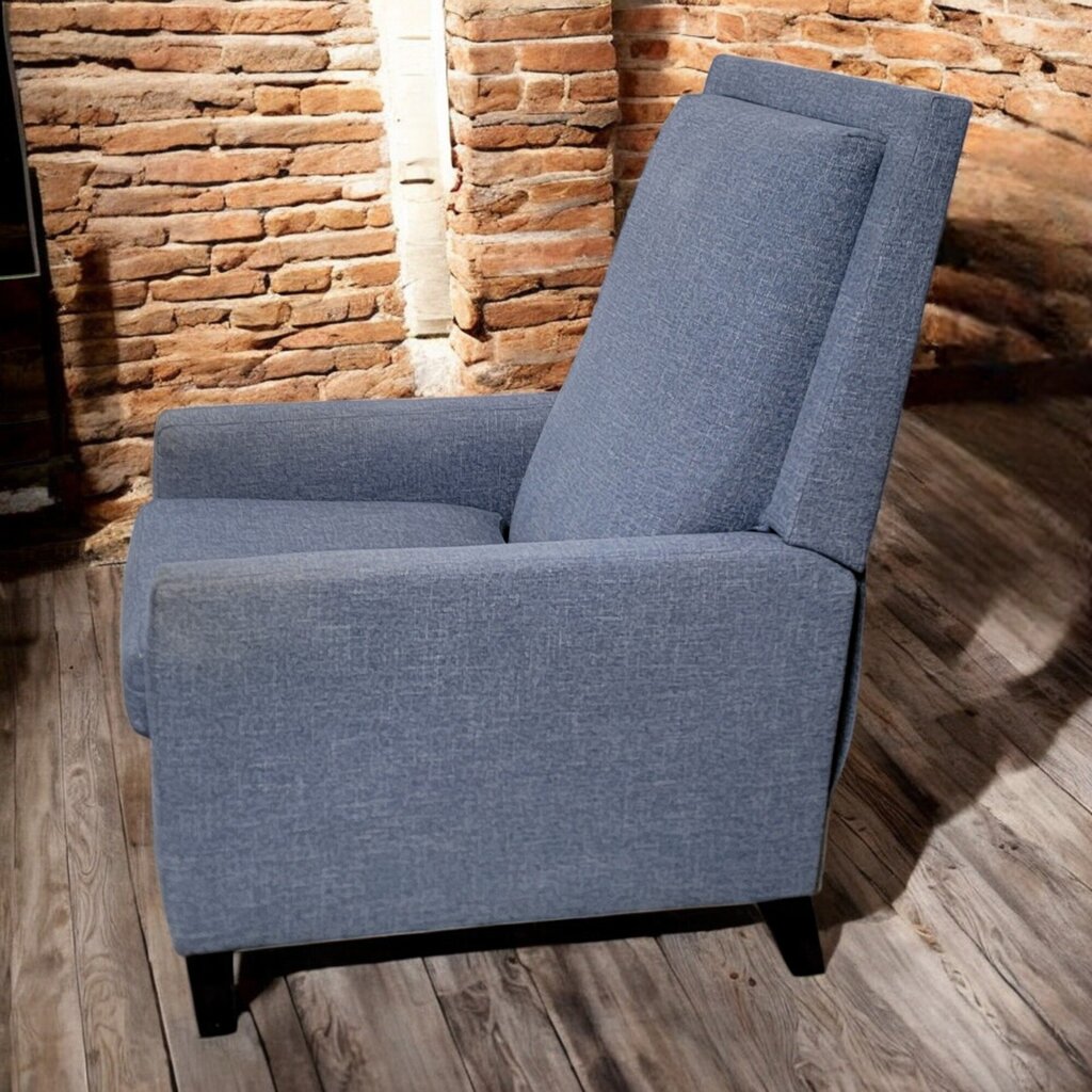 6452 Modern Blue Tweed Recliner