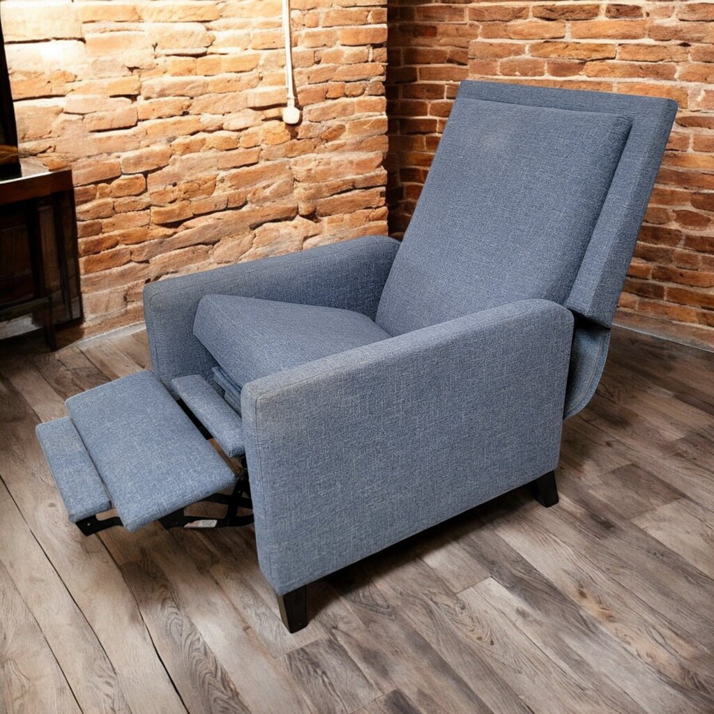 6452 Modern Blue Tweed Recliner