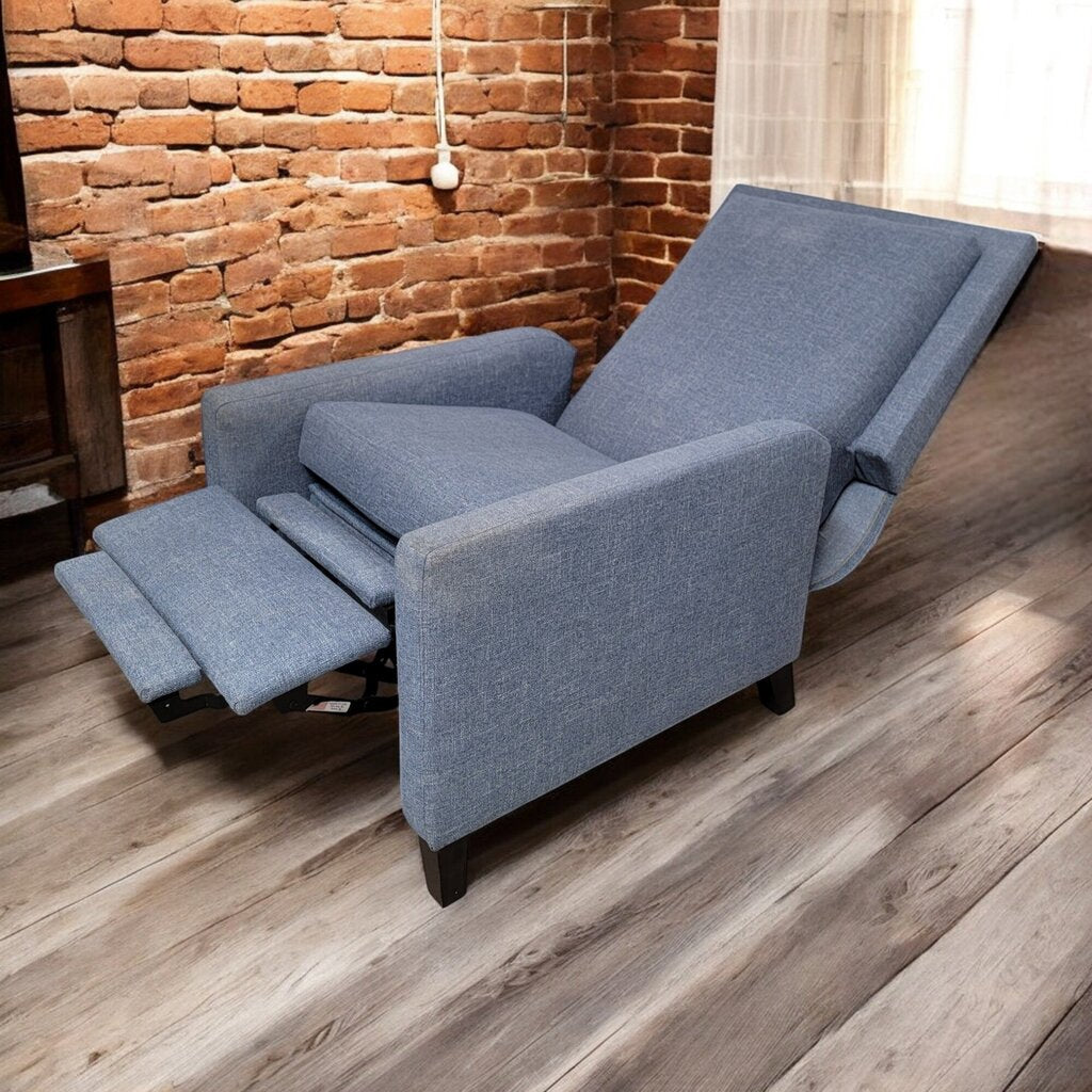 6452 Modern Blue Tweed Recliner