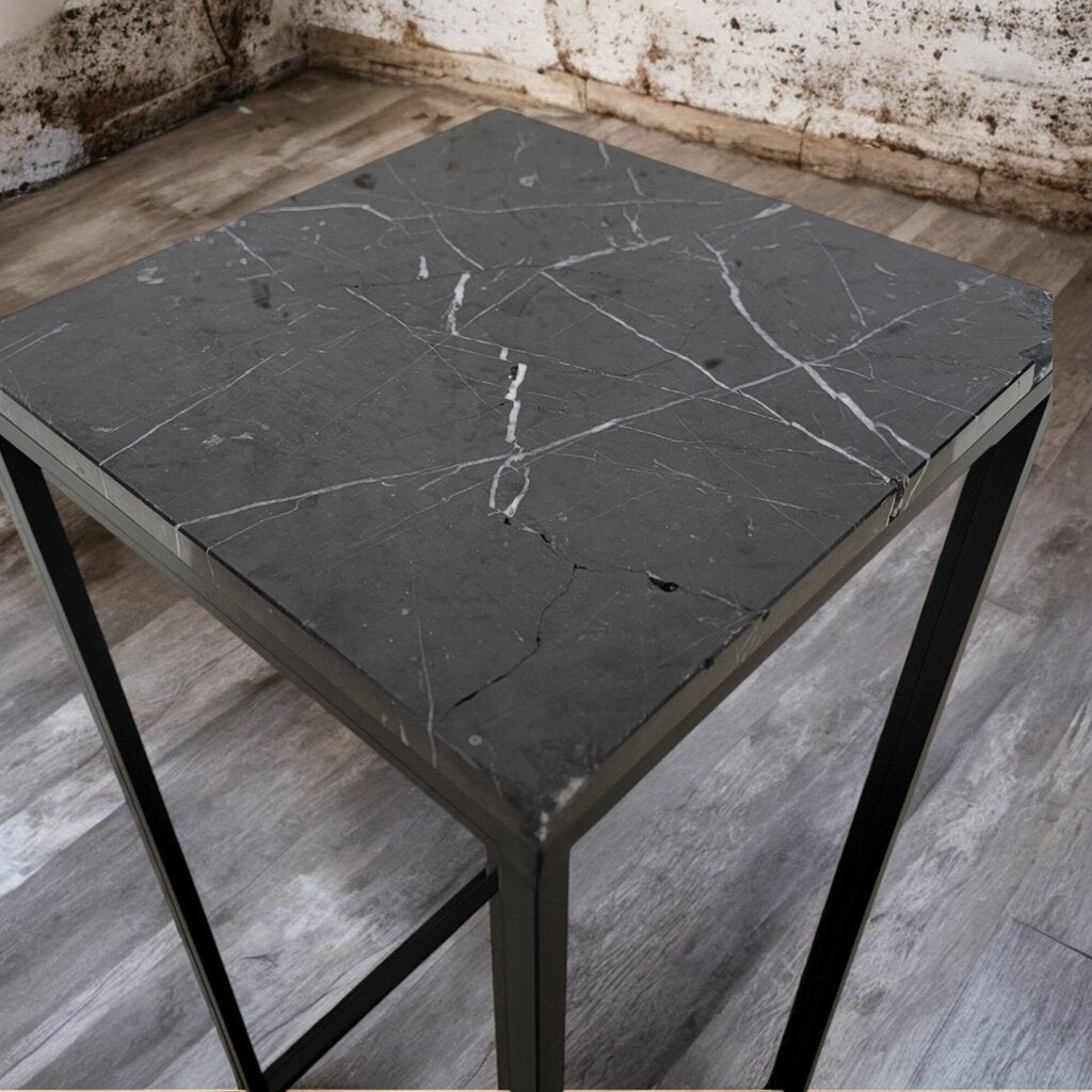6462 Black Marble and Metal Plant #Stand