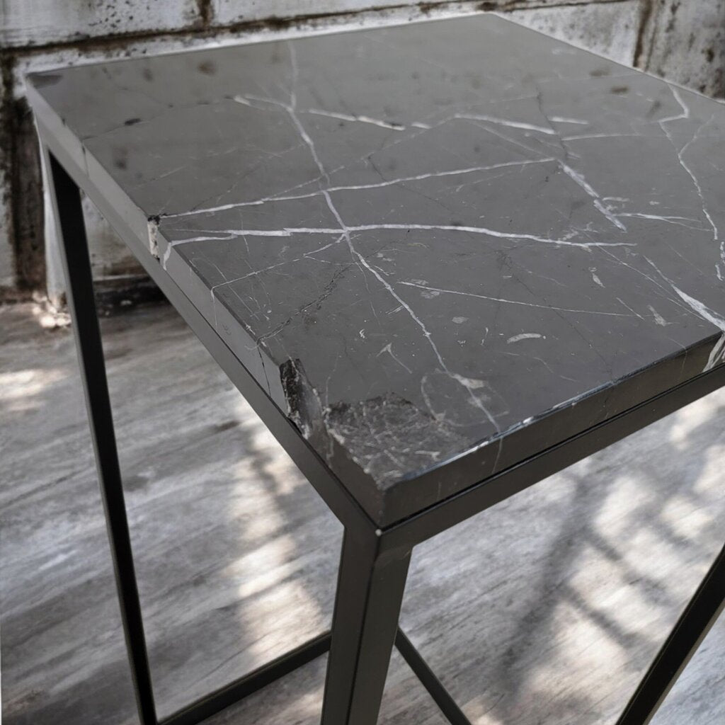 6462 Black Marble and Metal Plant #Stand