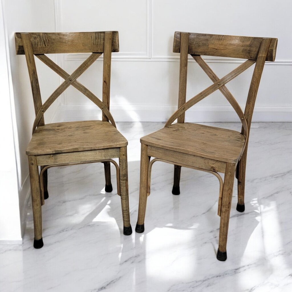 6467-6468 World Market Bistro Distressed Wood Farmhouse Dining Chair