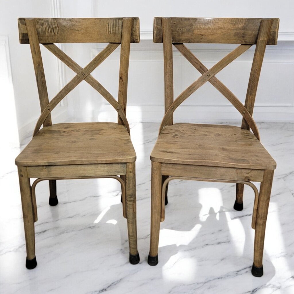 6467-6468 World Market Bistro Distressed Wood Farmhouse Dining Chair