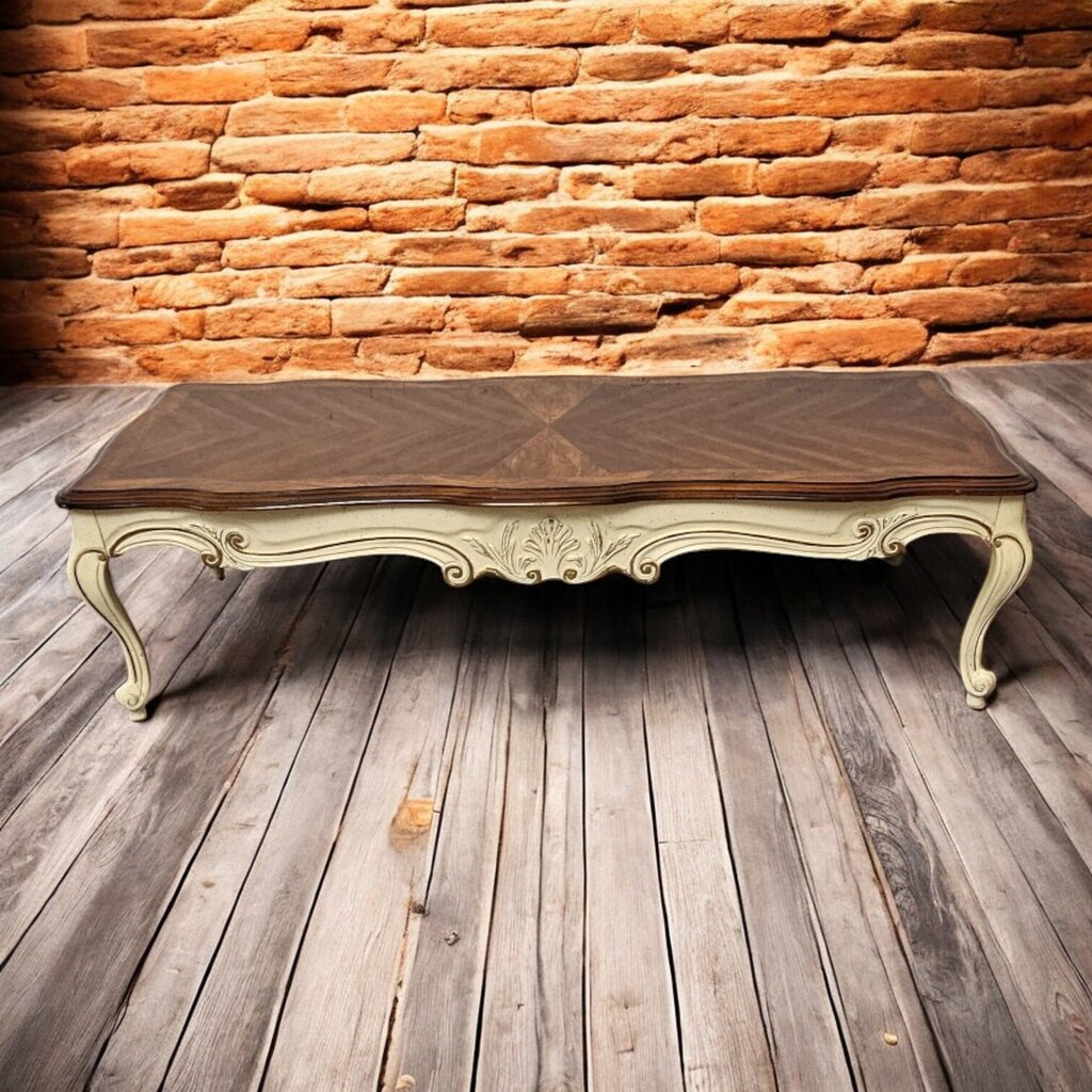 6477 Antique white and Gold French Provincial Coffee #Table