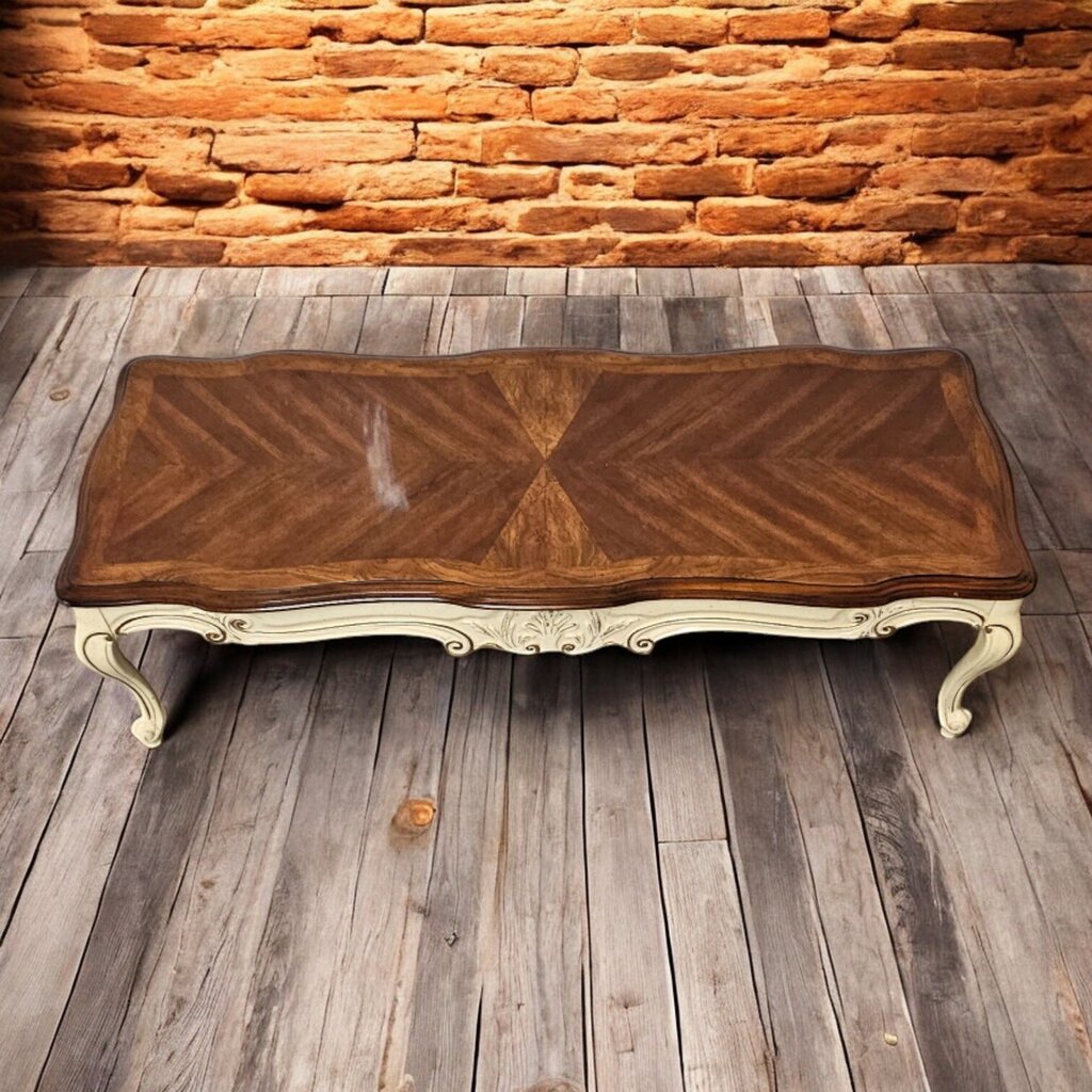 6477 Antique white and Gold French Provincial Coffee #Table