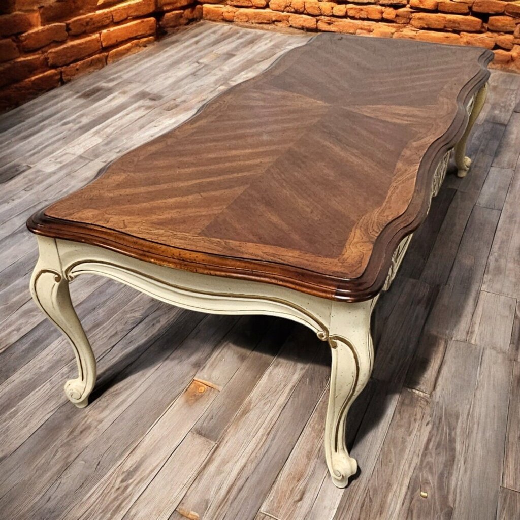 6477 Antique white and Gold French Provincial Coffee #Table