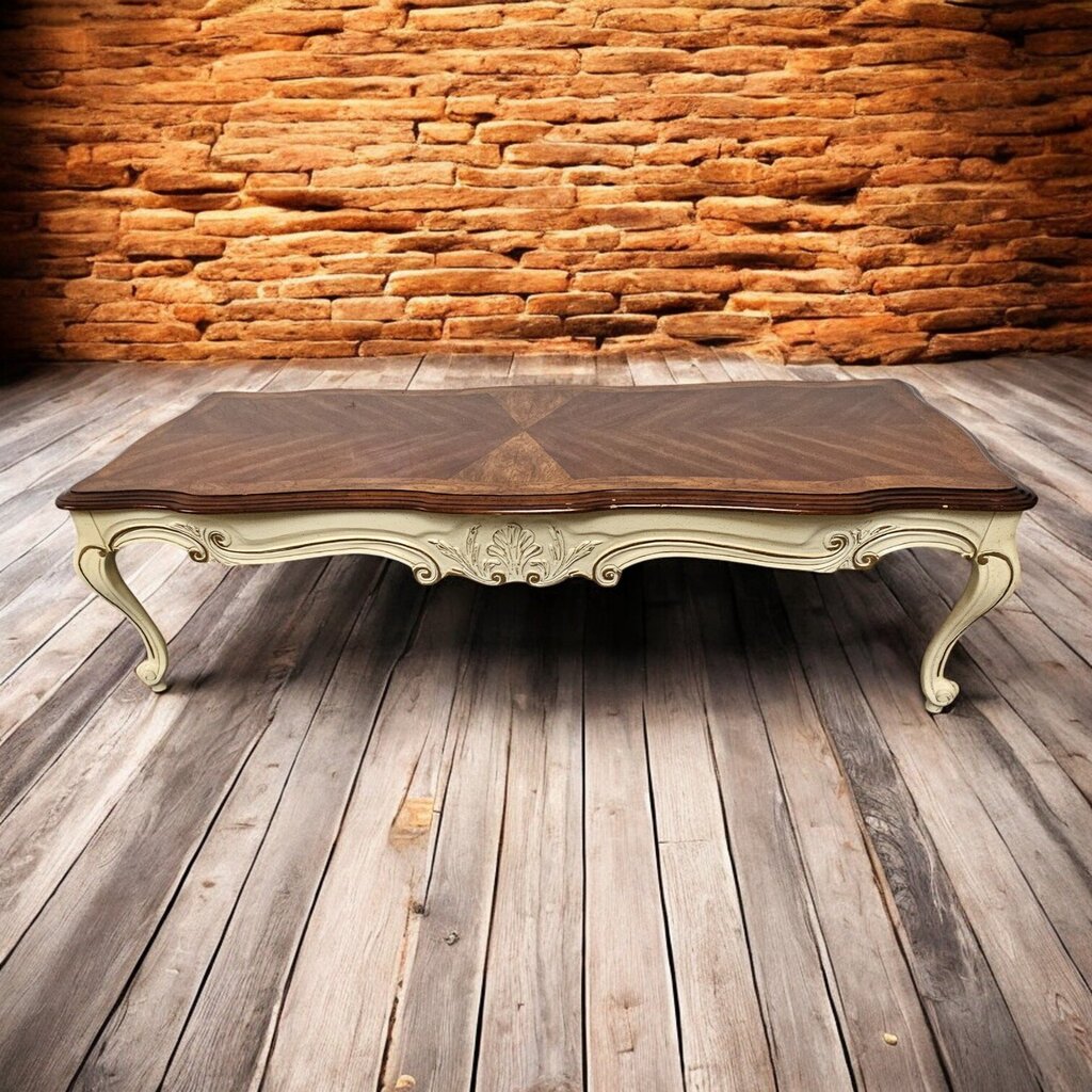 6477 Antique white and Gold French Provincial Coffee #Table