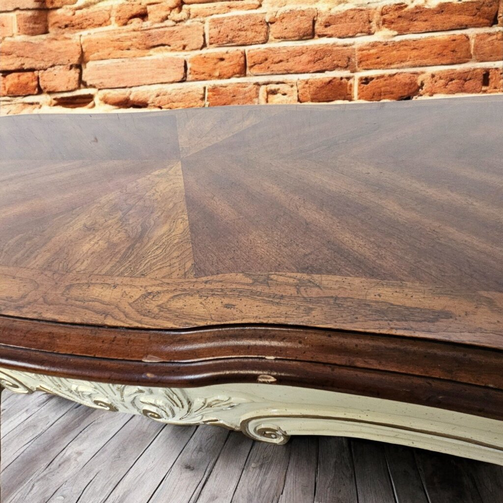 6477 Antique white and Gold French Provincial Coffee #Table