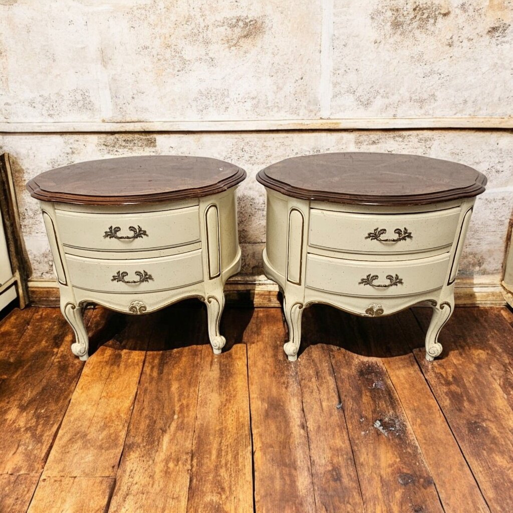 6478-6479 Antique White and Gold 2 Drawer Side #Table
