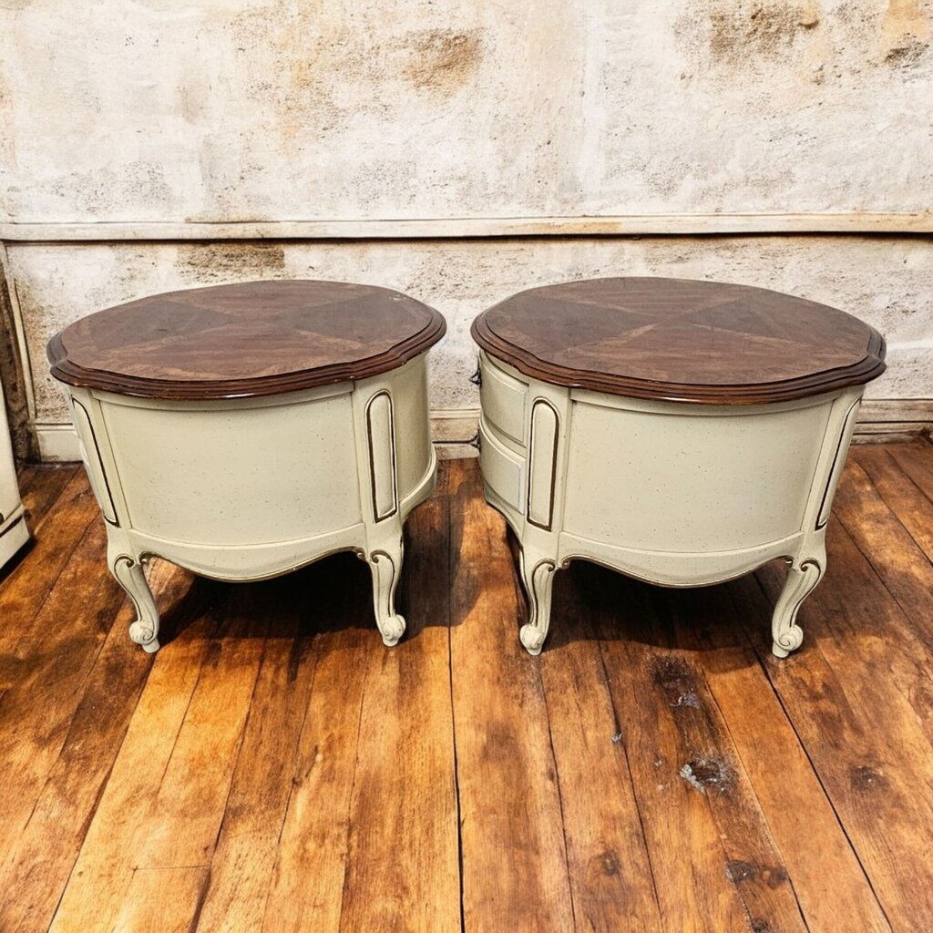 6478-6479 Antique White and Gold 2 Drawer Side #Table