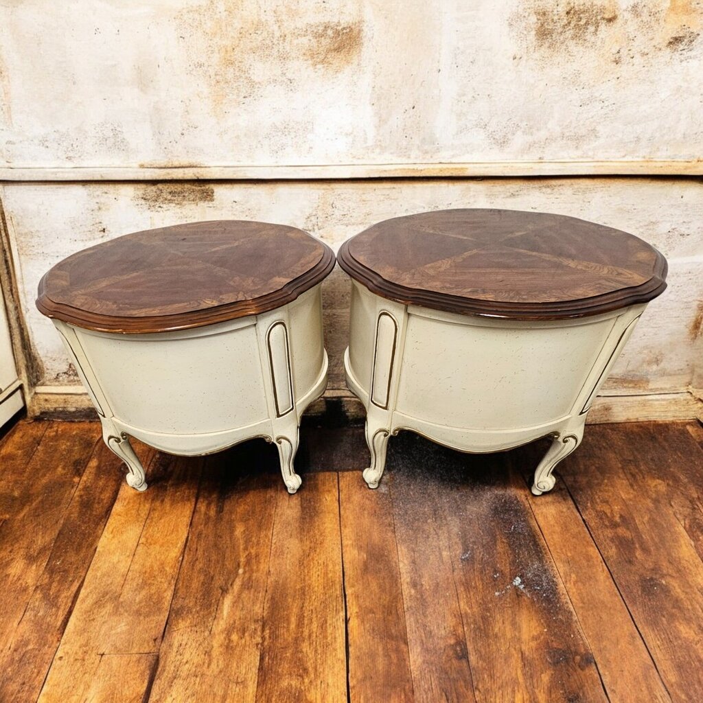6478-6479 Antique White and Gold 2 Drawer Side #Table