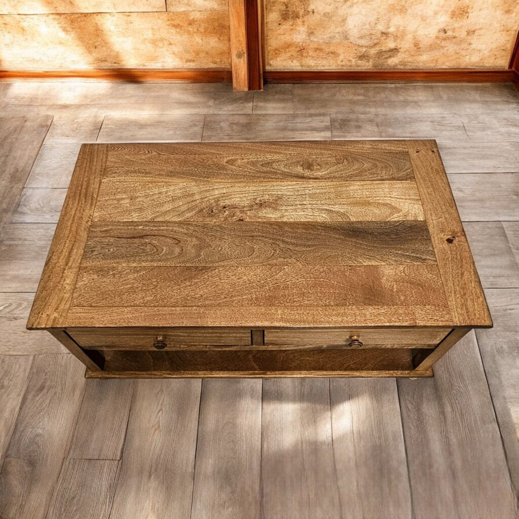 6482 Solid Wood 2 Tier Coffee #Table with Drawers