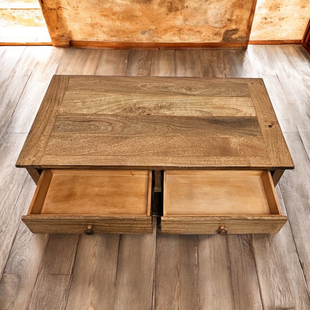 6482 Solid Wood 2 Tier Coffee #Table with Drawers