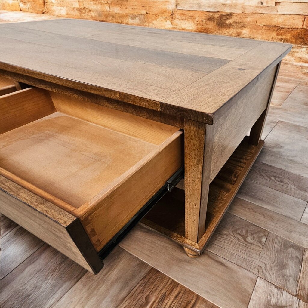 6482 Solid Wood 2 Tier Coffee #Table with Drawers