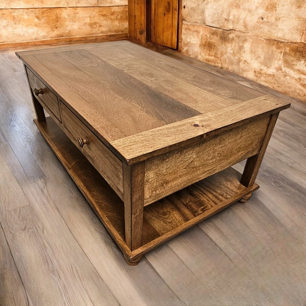 6482 Solid Wood 2 Tier Coffee #Table with Drawers