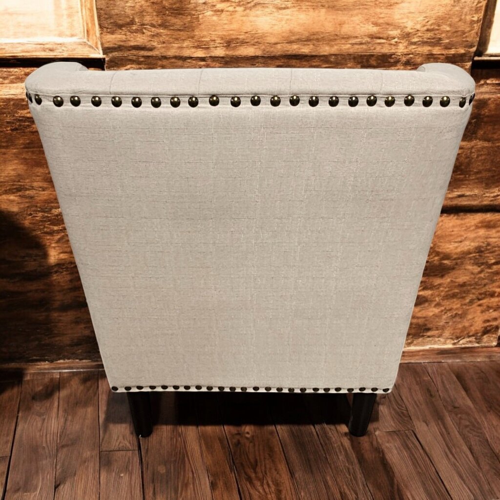 6483 Tufted Beige Upholstered Arm #Chair with Nailhead Trim