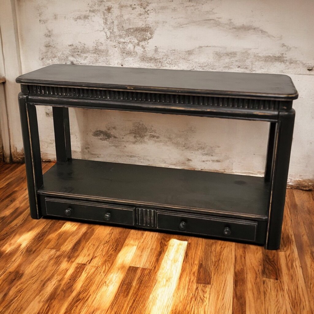 6493 Distressed 2 Tier Console #Table with Drawers