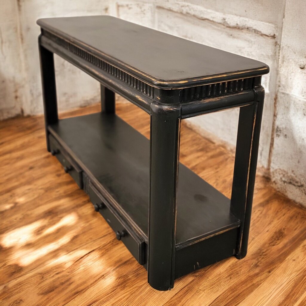 6493 Distressed 2 Tier Console #Table with Drawers