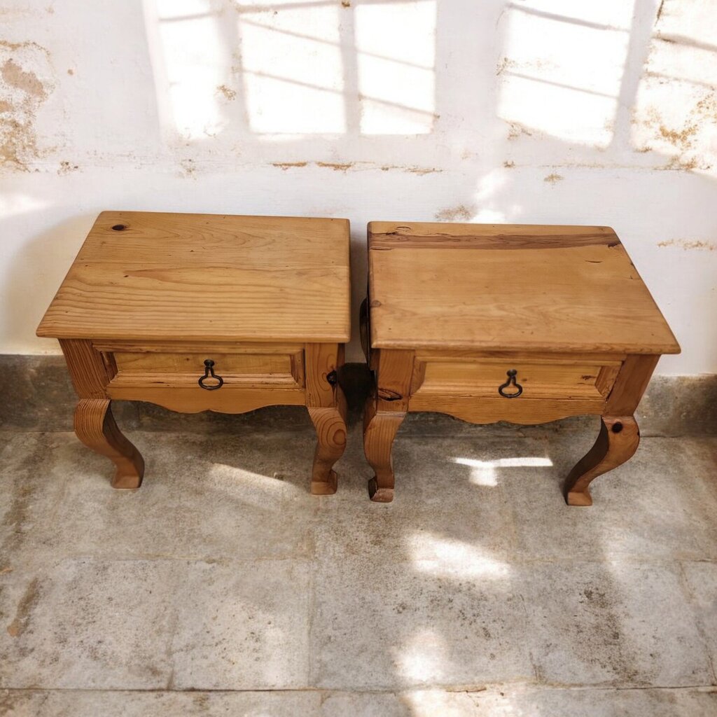 6509-6510 Rustic Mexican Pine Queen Anne Side #Table with Drawer