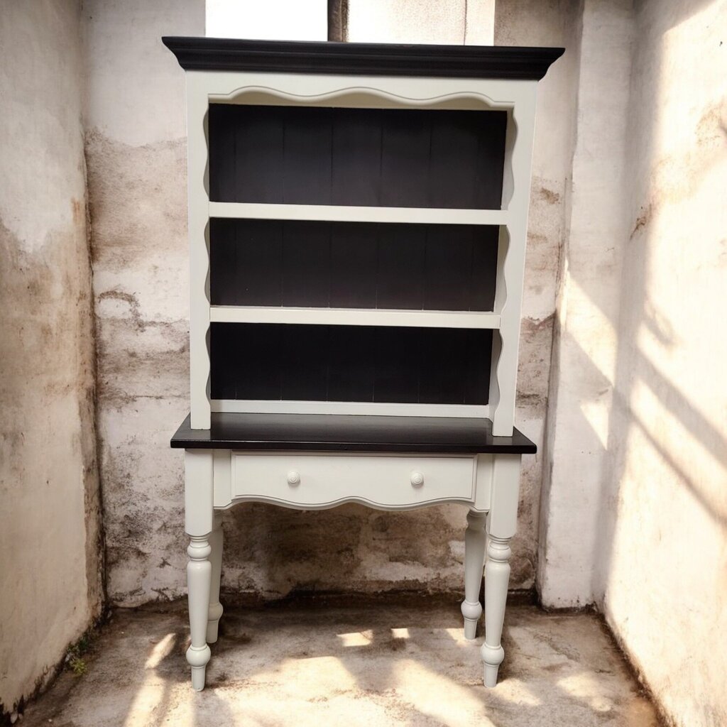 6515 2 Piece Black and Vanilla Farmhouse #Hutch