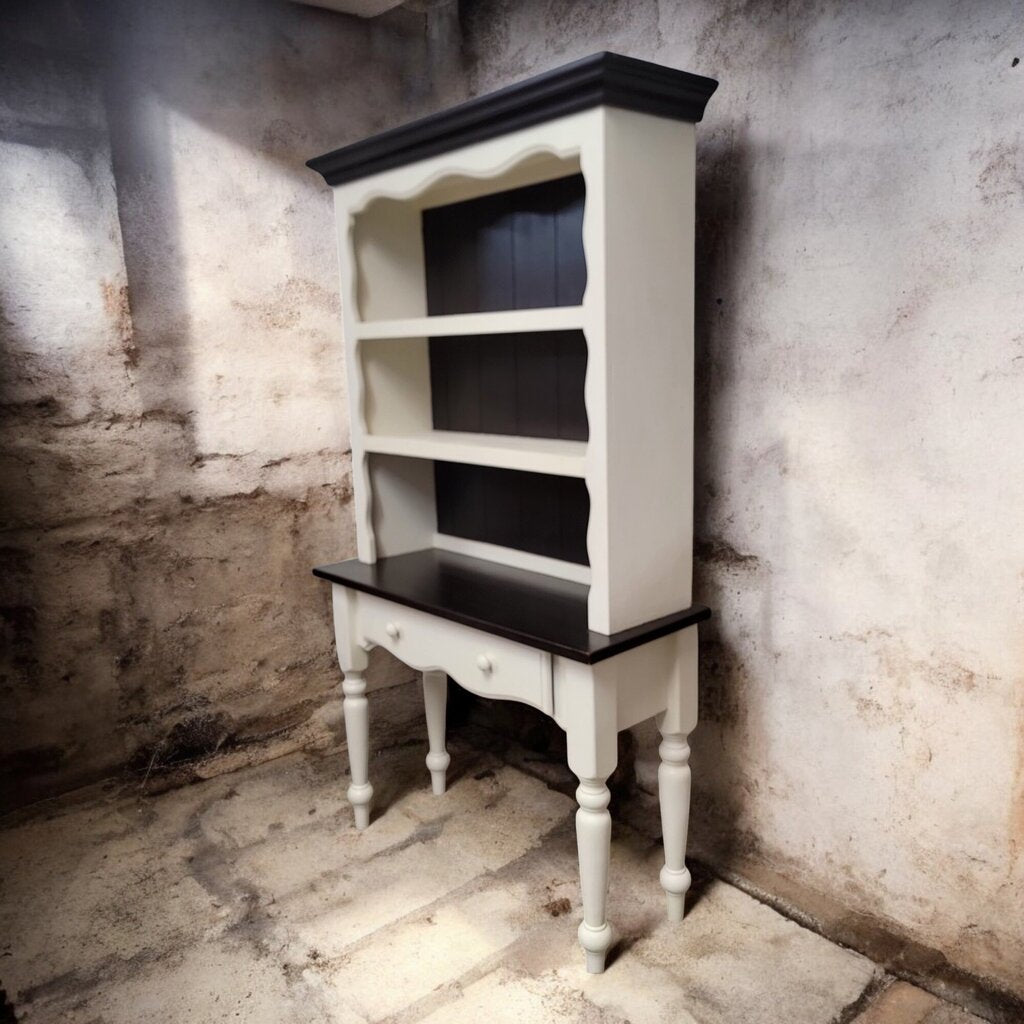 6515 2 Piece Black and Vanilla Farmhouse #Hutch