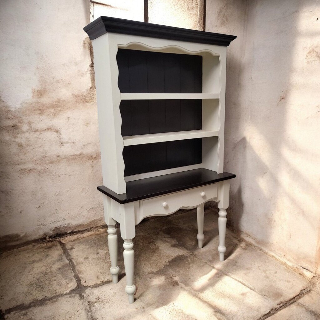 6515 2 Piece Black and Vanilla Farmhouse #Hutch