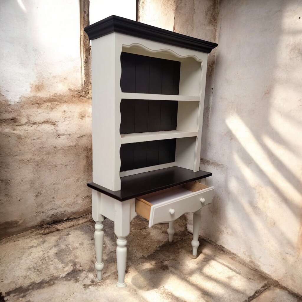 6515 2 Piece Black and Vanilla Farmhouse #Hutch