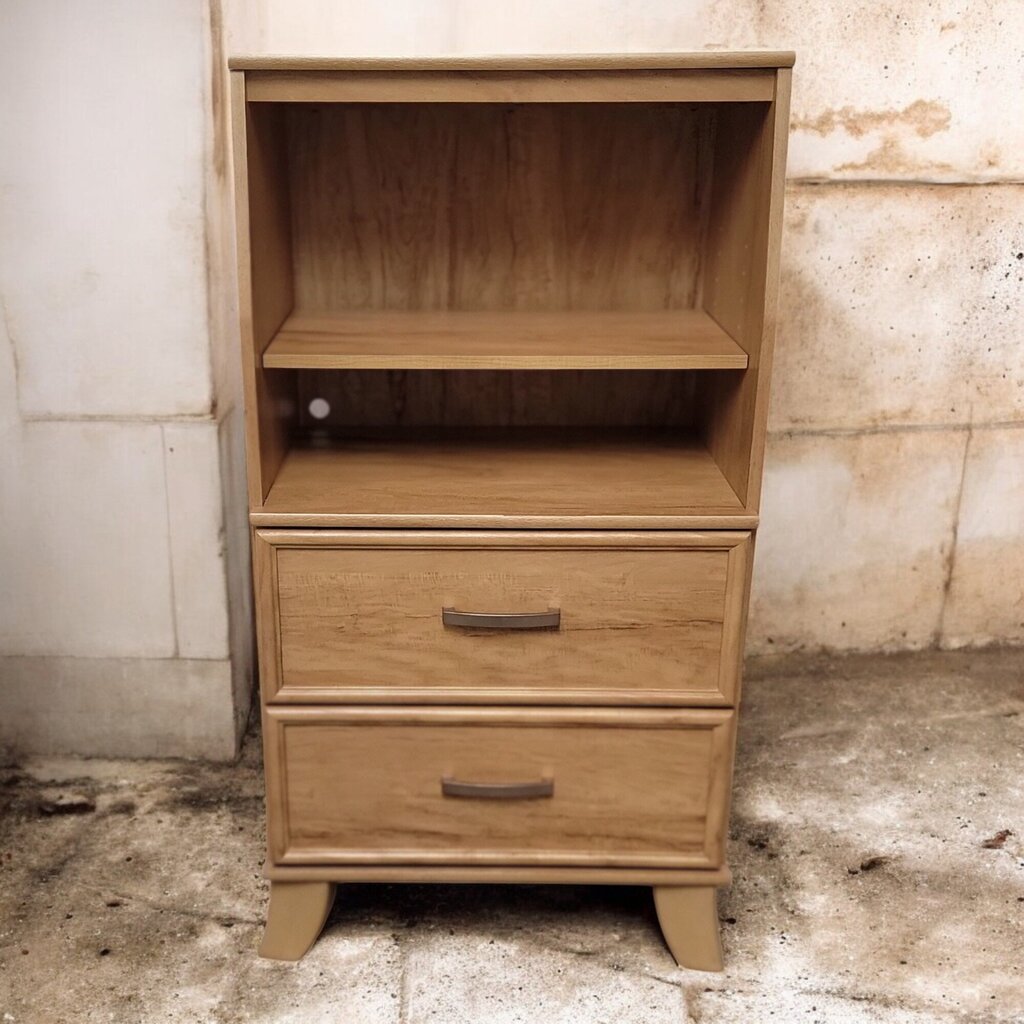 6518 Golden Brown Asian Influence 2 Drawer Shelf