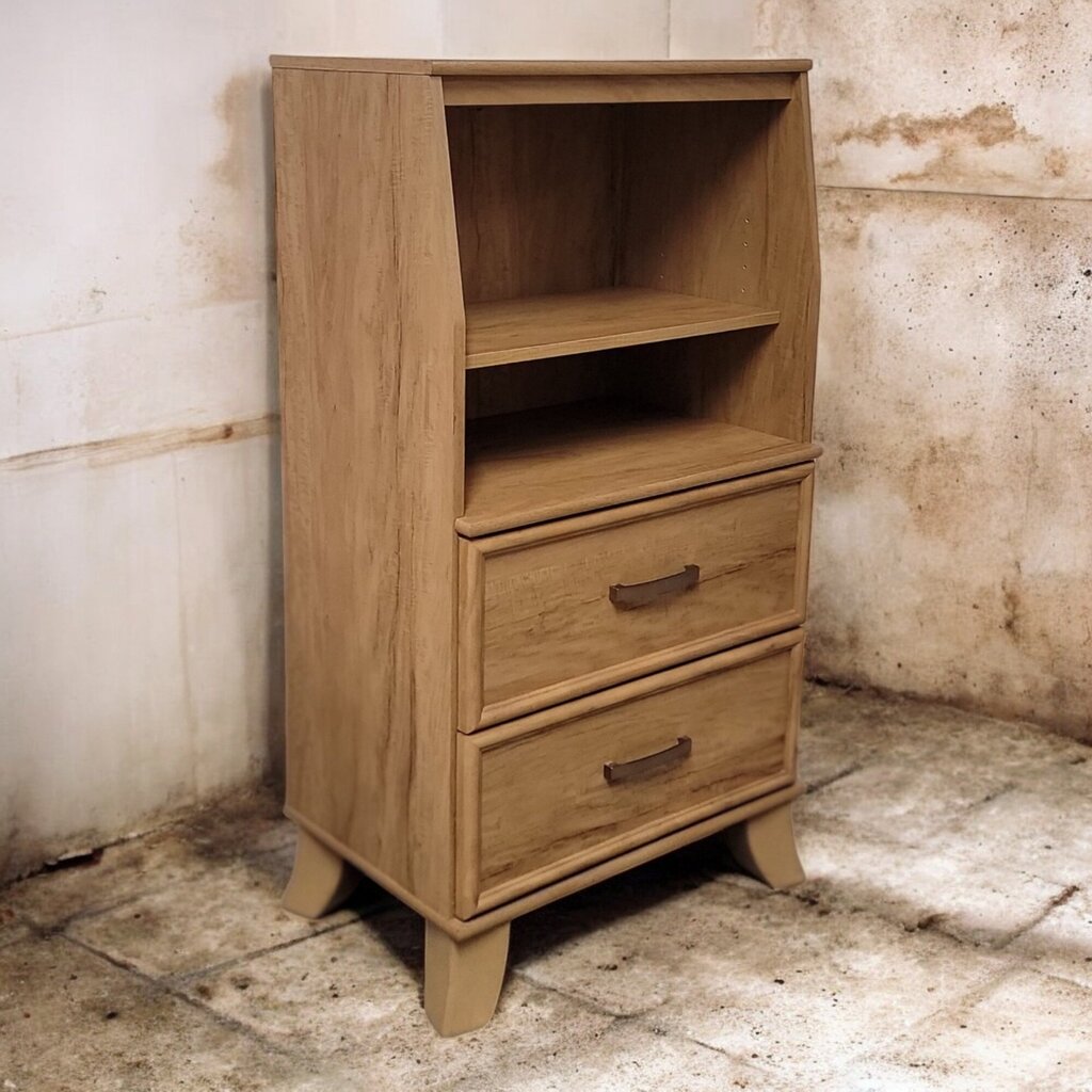 6518 Golden Brown Asian Influence 2 Drawer Shelf