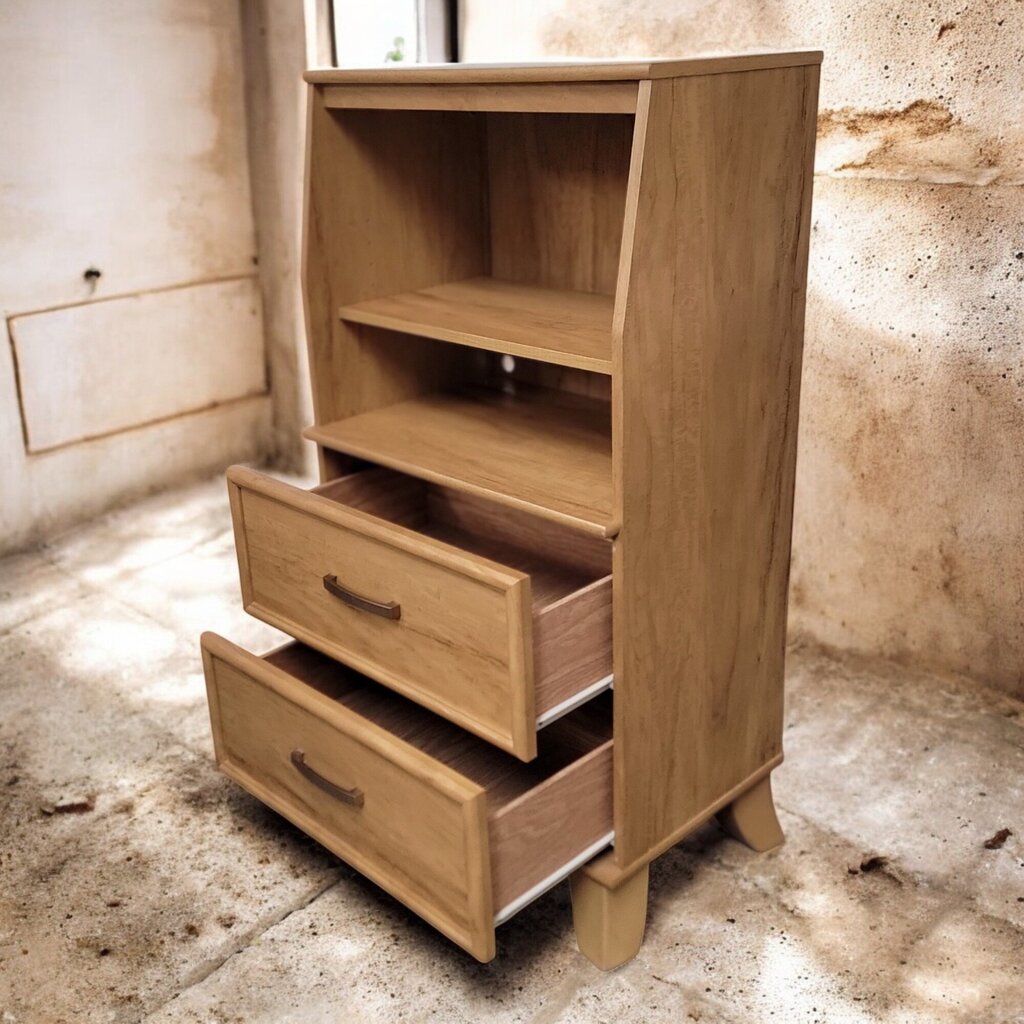 6518 Golden Brown Asian Influence 2 Drawer Shelf